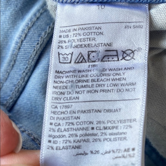 Rockstar Super Skinny Jeans Old Navy Silver Rivets & Button Lt Blue 2% Spandex - Picture 11 of 16